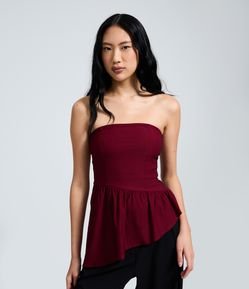 Blusa Peplum em Bengaline com Barra Assimétrica