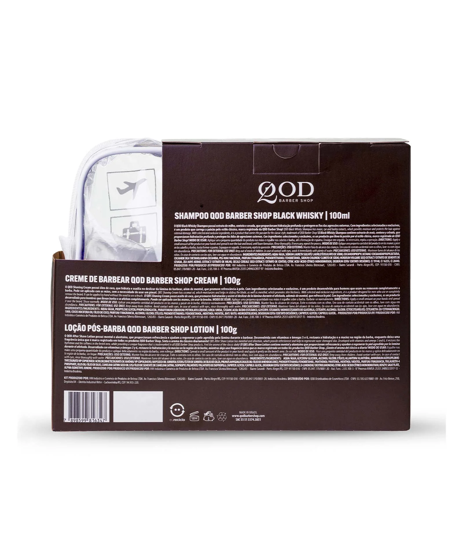 Kit Barber Shop 1 Shampoo Black Whisky 100g + 1 Creme de Barbear 100g + 1 Locao Pos Barba 100g QOD Incolor 2