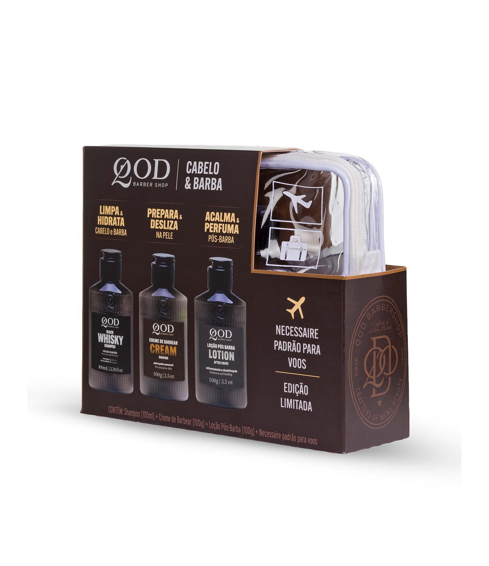 Kit Barber Shop 1 Shampoo Black Whisky 100g + 1 Creme de Barbear 100g + 1 Locao Pos Barba 100g QOD Incolor 3