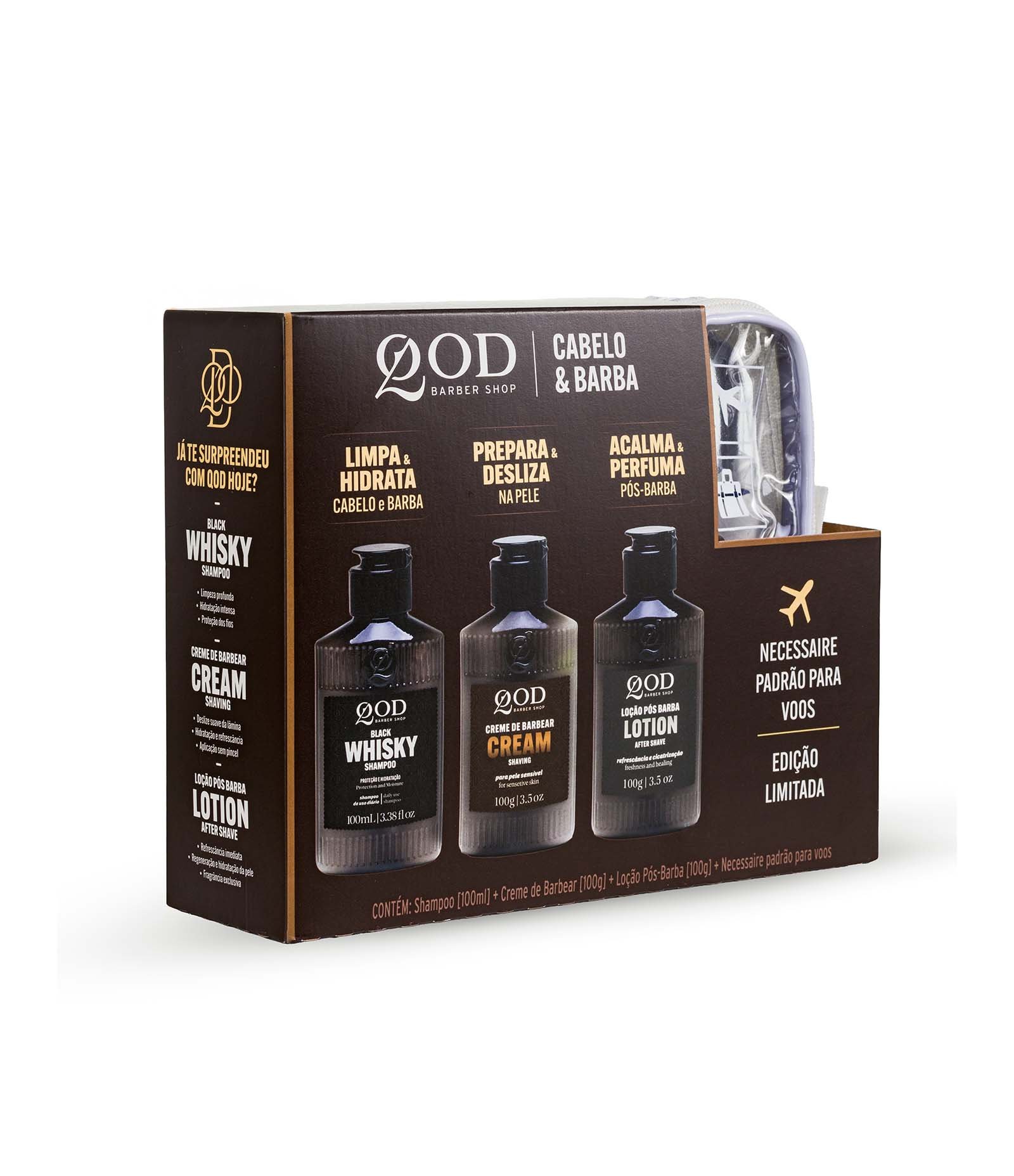 Kit Barber Shop 1 Shampoo Black Whisky 100g + 1 Creme de Barbear 100g + 1 Locao Pos Barba 100g QOD Incolor 4
