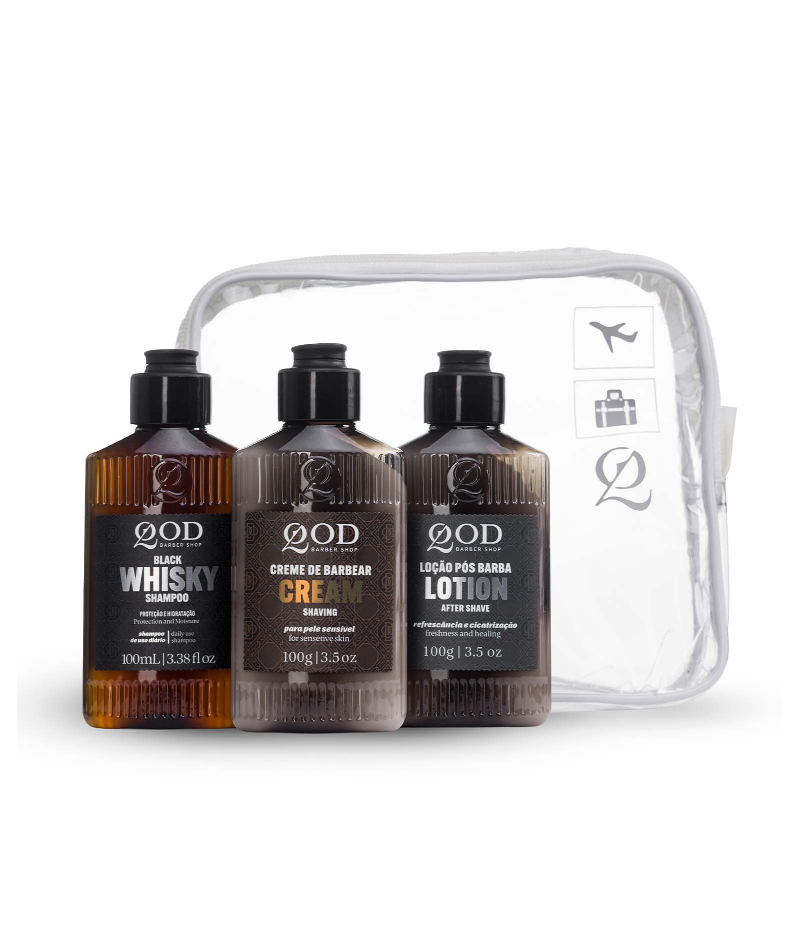 Kit Barber Shop 1 Shampoo Black Whisky 100g + 1 Creme de Barbear 100g + 1 Locao Pos Barba 100g QOD Incolor 5