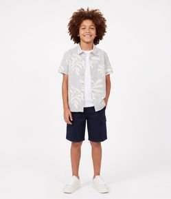 Bermuda Infantil em Sarja com Bolsinhos Cargo - Tam 5 a 14 Anos