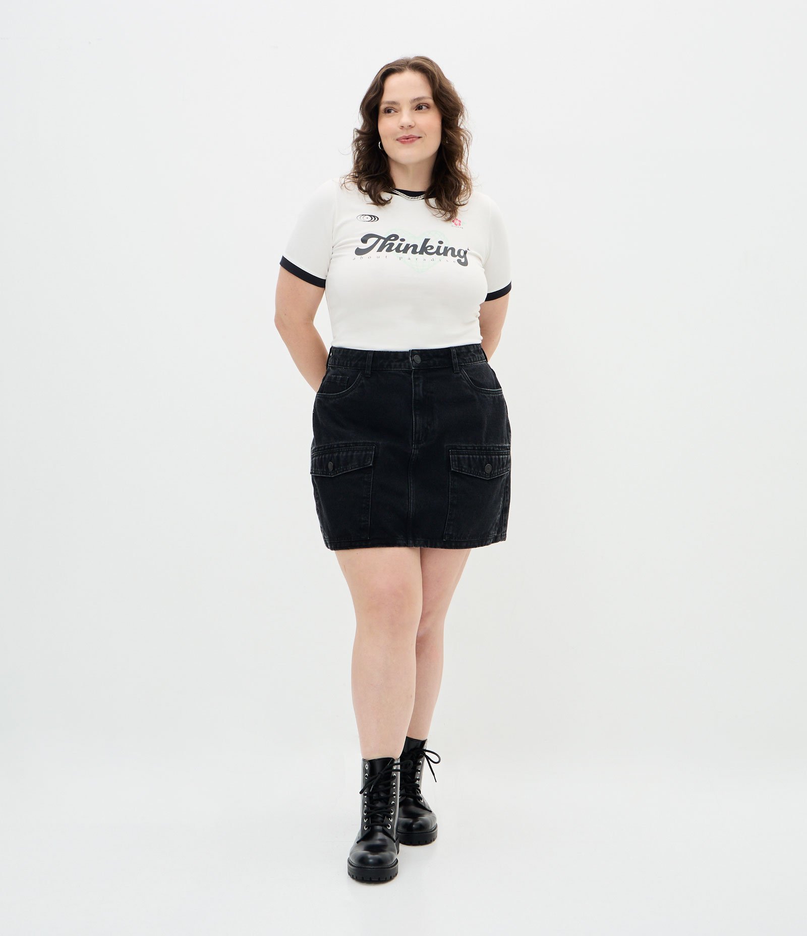 Camiseta Baby Look com Estampa Lettering Curve & Plus Size Branco 4