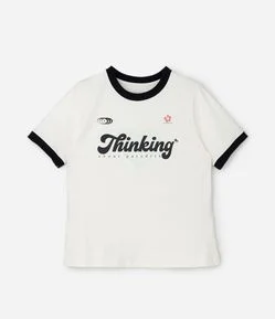 Camiseta Baby Look com Estampa Lettering Curve & Plus Size