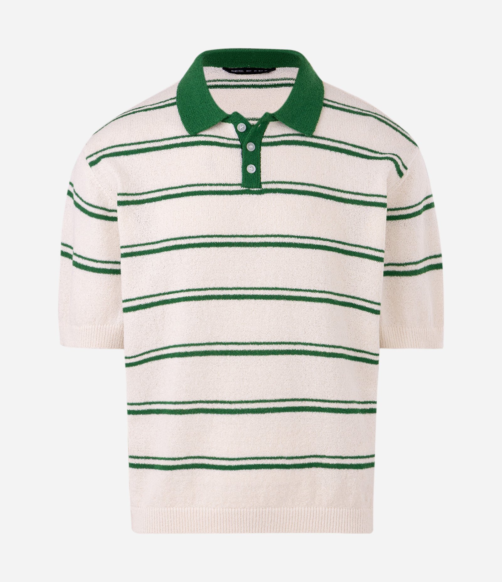 Camisa Polo em Tricô com Estampa de Listras Branco 3