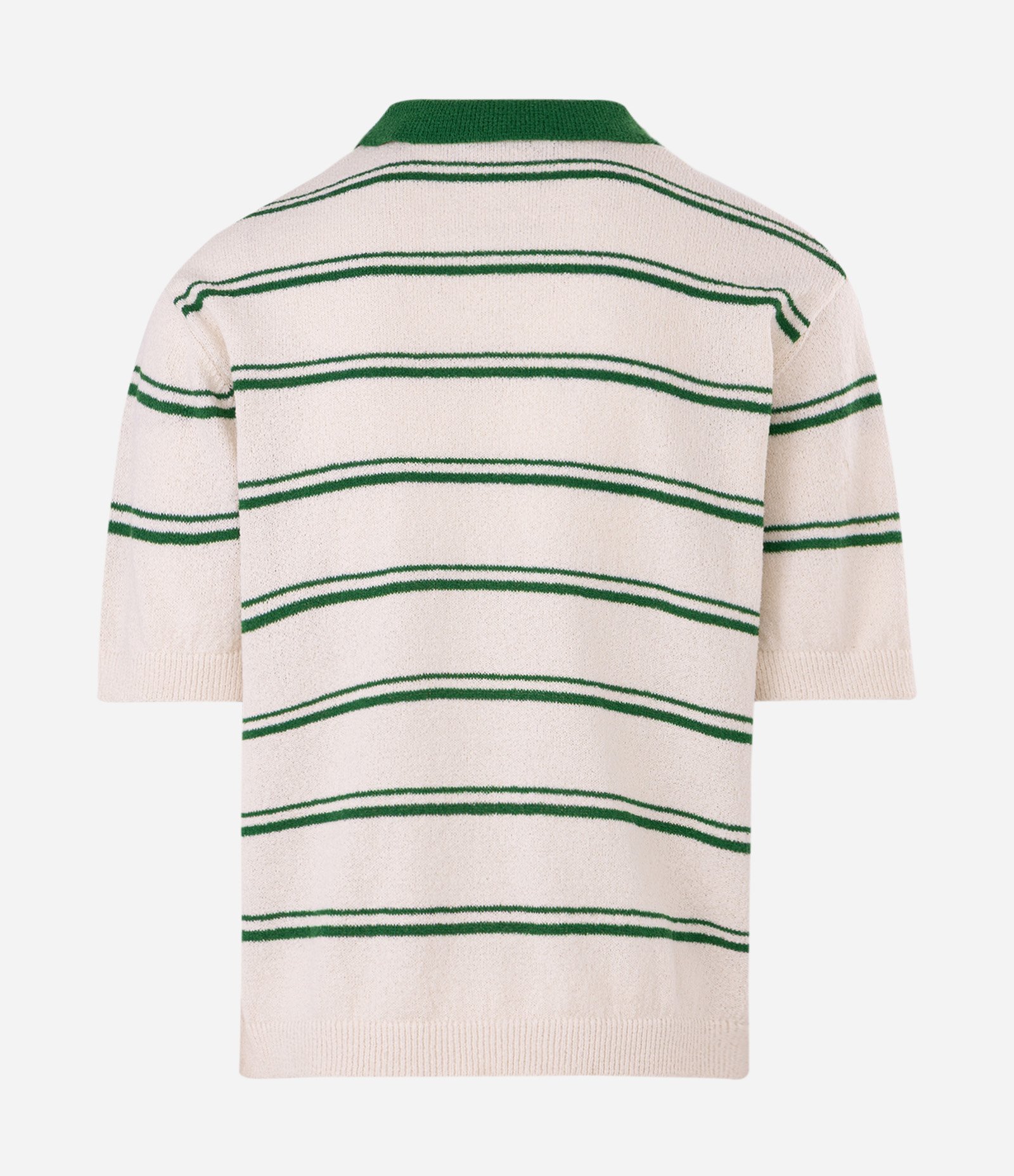 Camisa Polo em Tricô com Estampa de Listras Branco 4