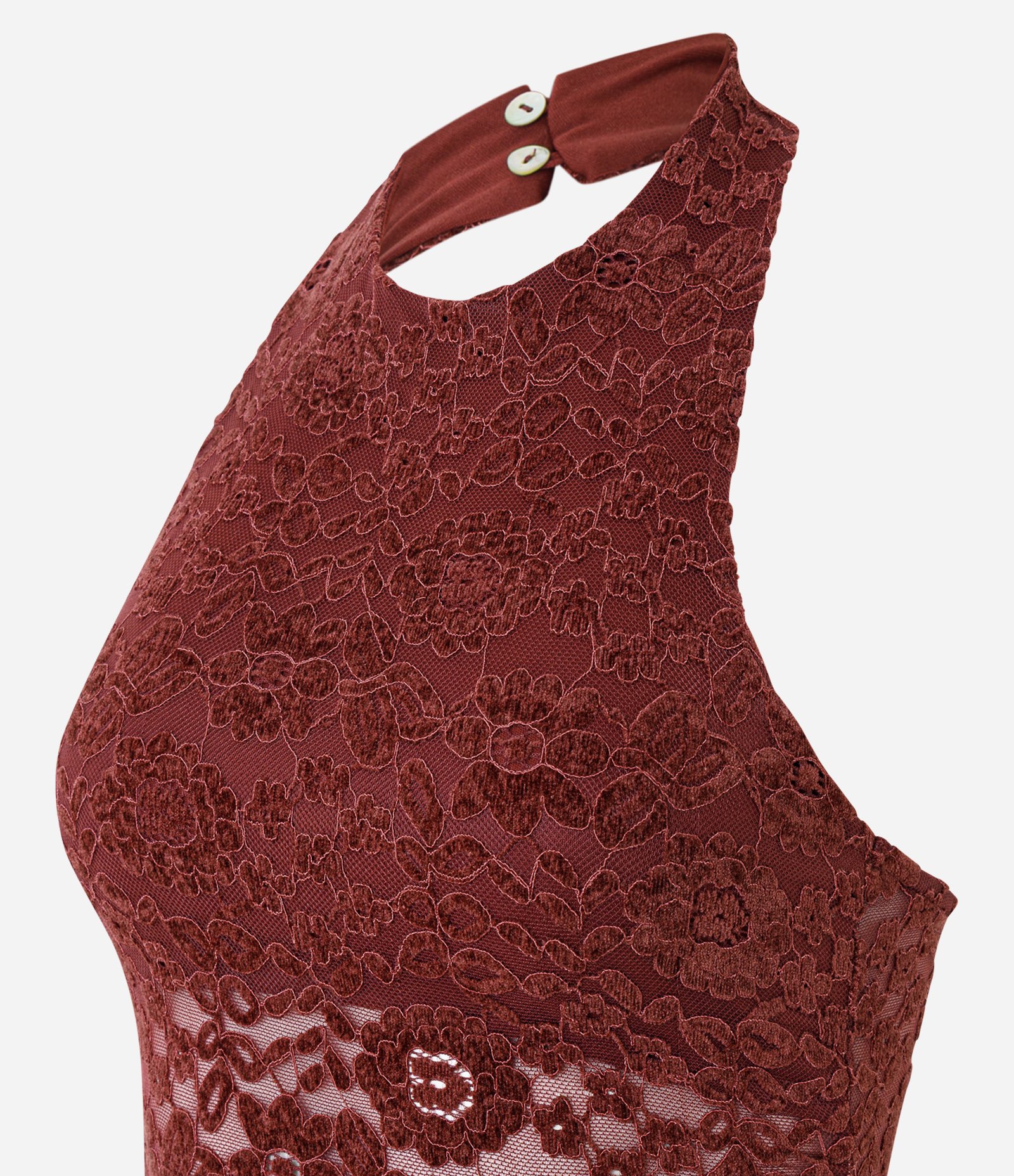 Blusa Frente Única em Renda com Gola Halter Vermelho 6