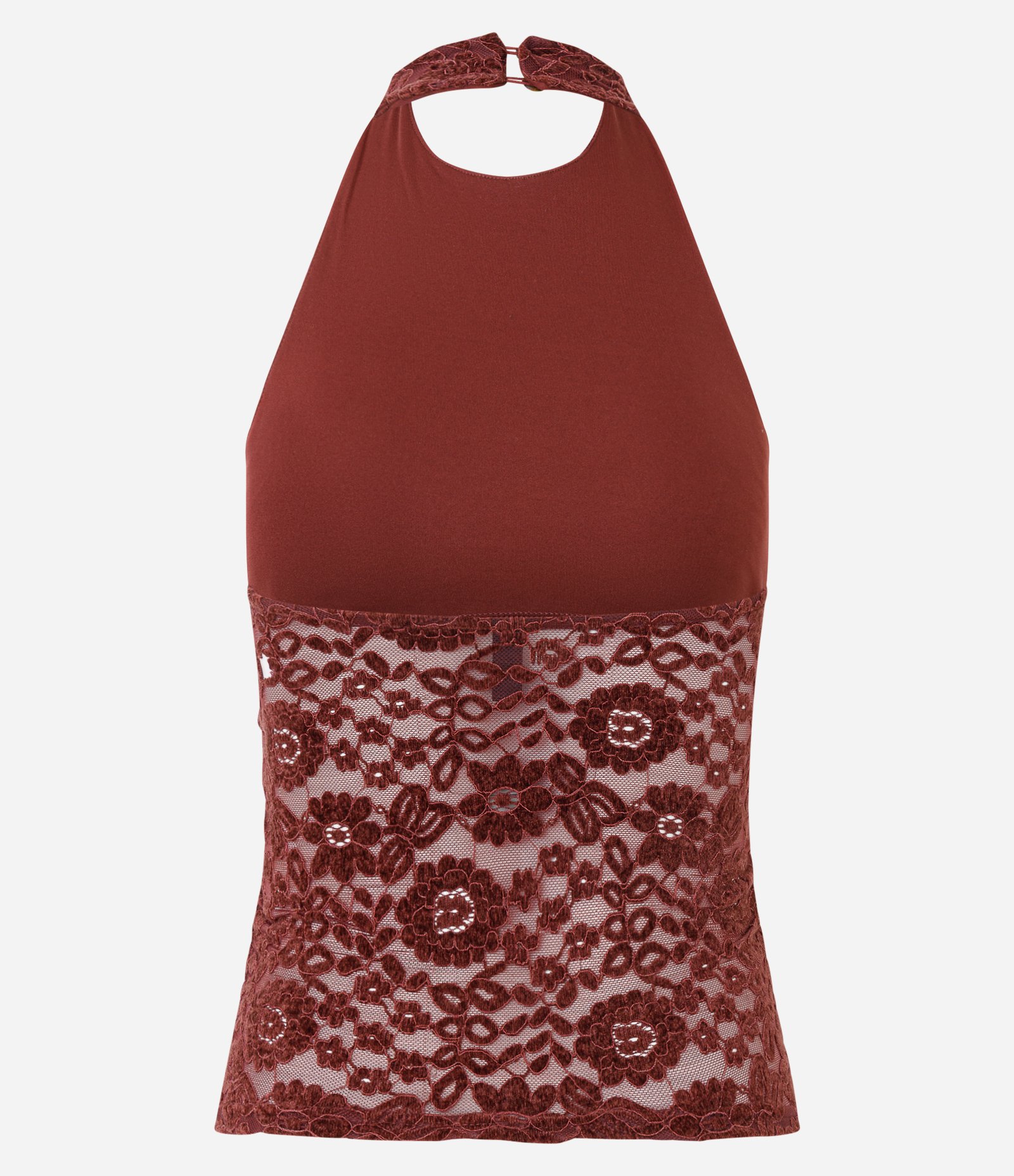 Blusa Frente Única em Renda com Gola Halter Vermelho 7