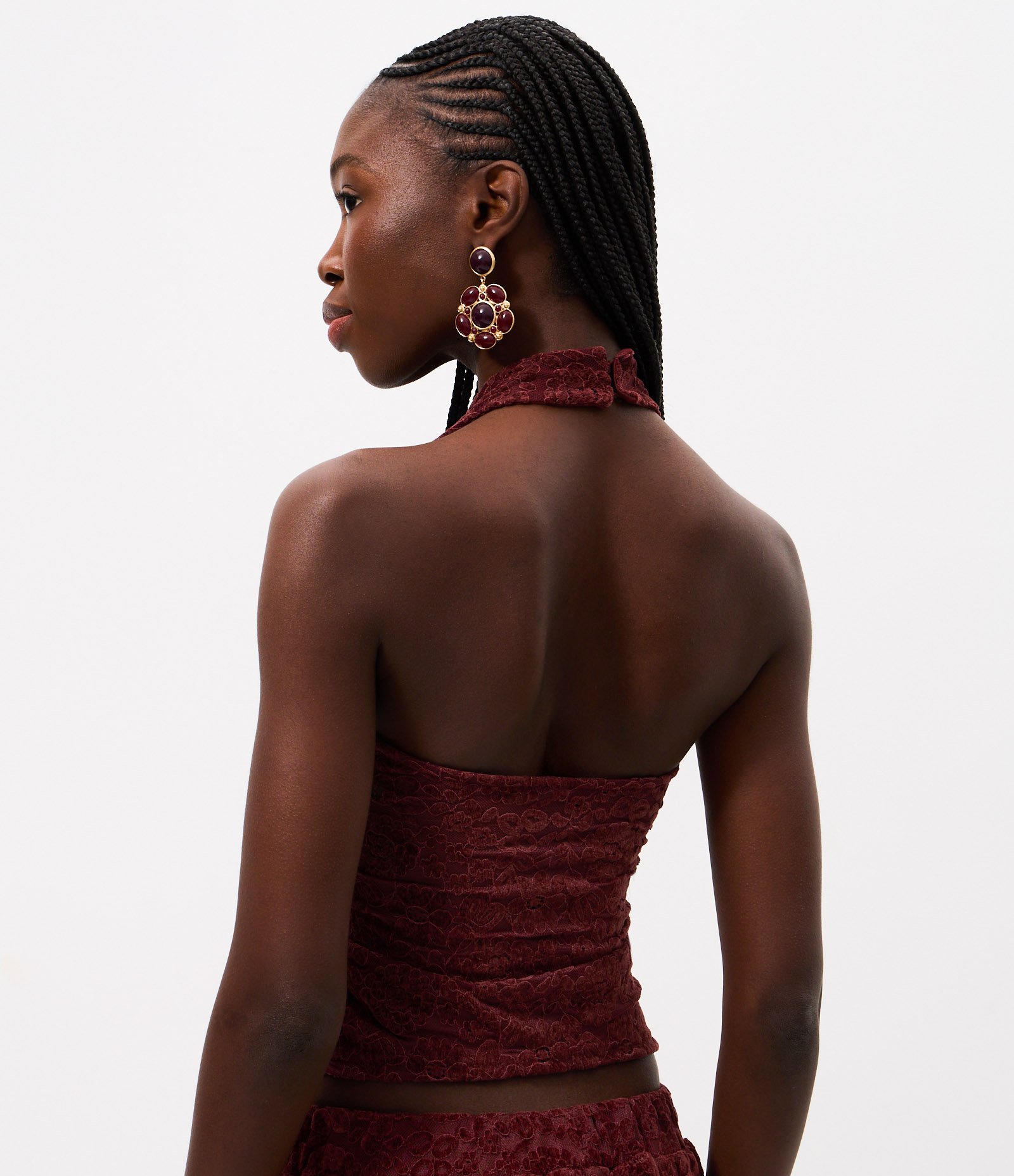 Blusa Frente Única em Renda com Gola Halter Vermelho 4