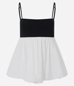 Blusa Feminina Sem Manga Bicolor com Saia Balonê