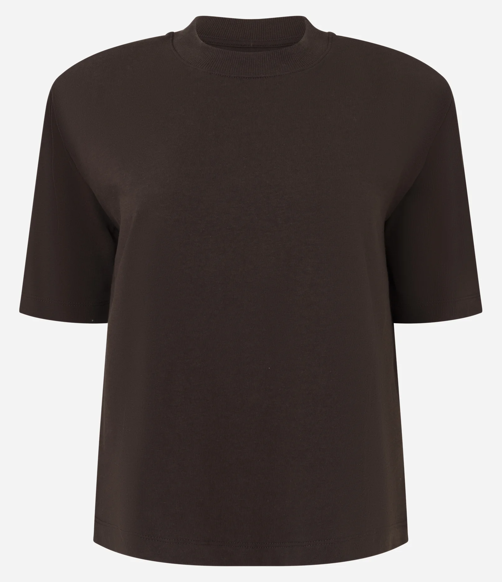 Camiseta Estruturada em Algodão com Ombreiras Marrom 5