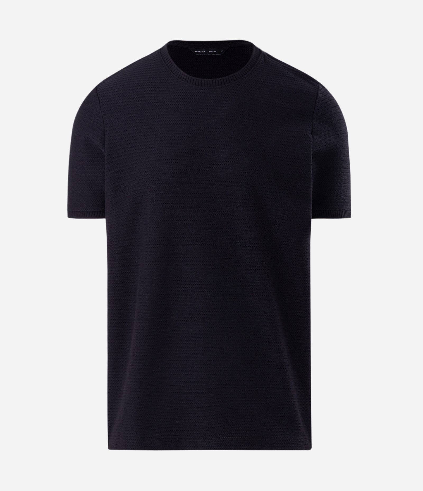 Camiseta Texturizada com Algodão e Gola Redonda Preto 5