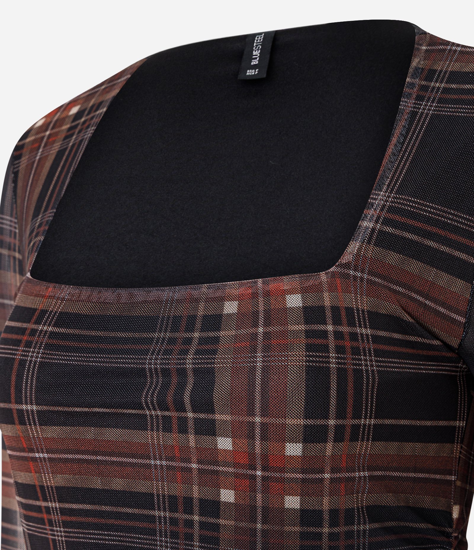 Vestido Tule Xadrez com Babados Marrom 6