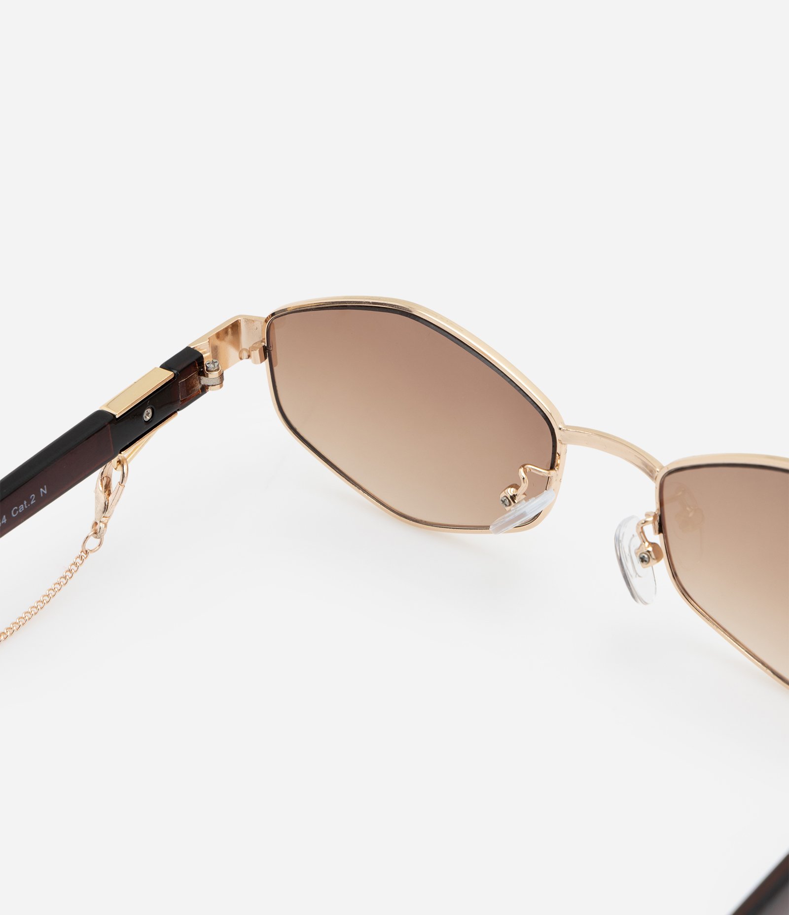 Óculos de Sol Geométrico com Corrente Dourado 3