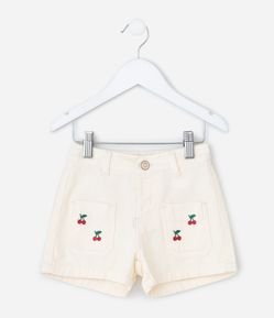 Short Infantil com Bordado de Cerejinhas – Tam 1 a 5/6 Anos