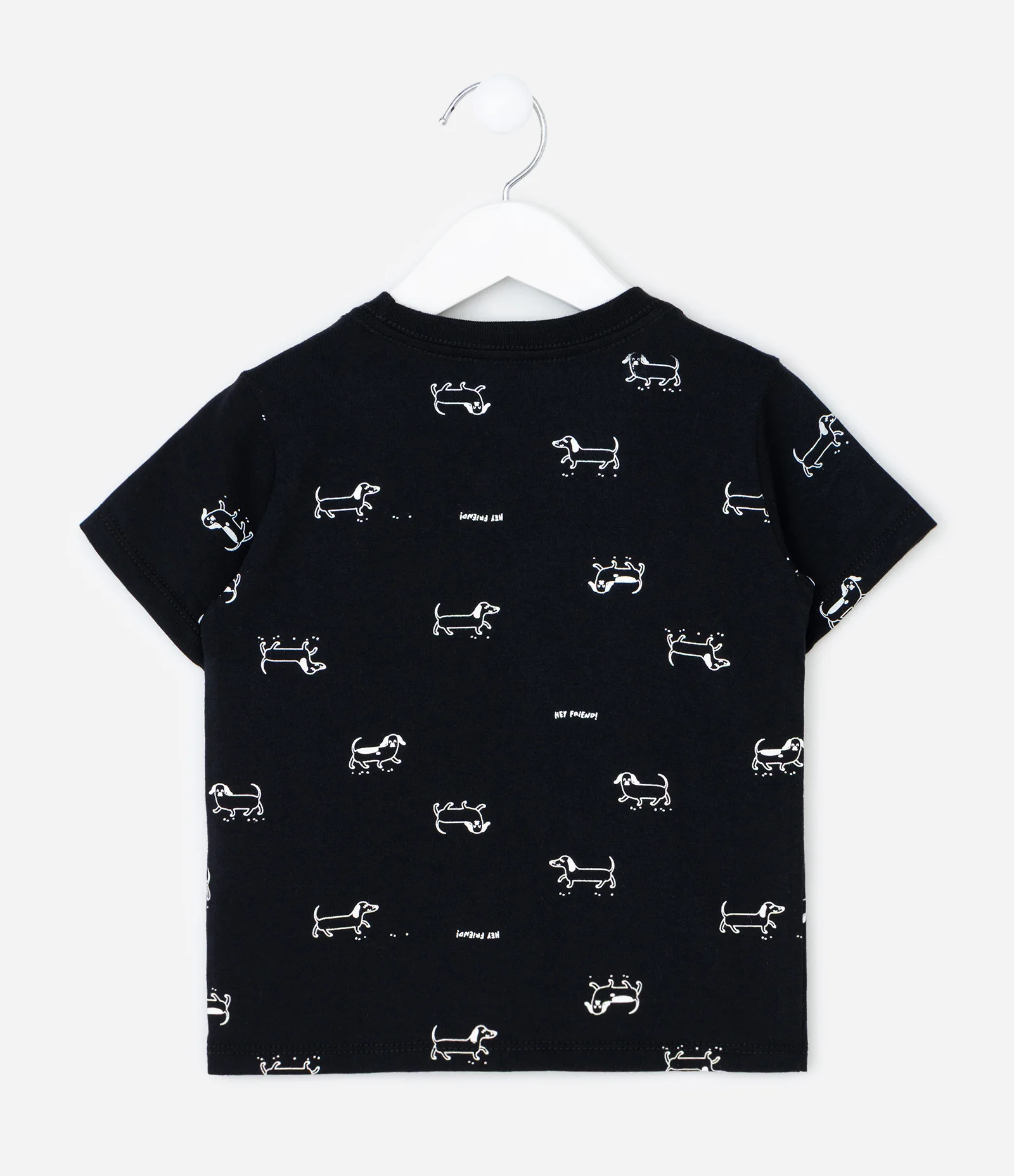 Camiseta Infantil com Estampa Cachorro Linguicinha - Tam 1 a 4 Anos Preto 2