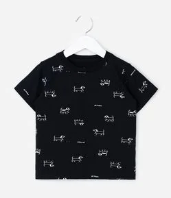 Camiseta Infantil com Estampa Cachorro Linguicinha - Tam 1 a 4 Anos