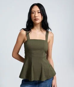 Blusa Peplum em Bengaline com Alça Larga