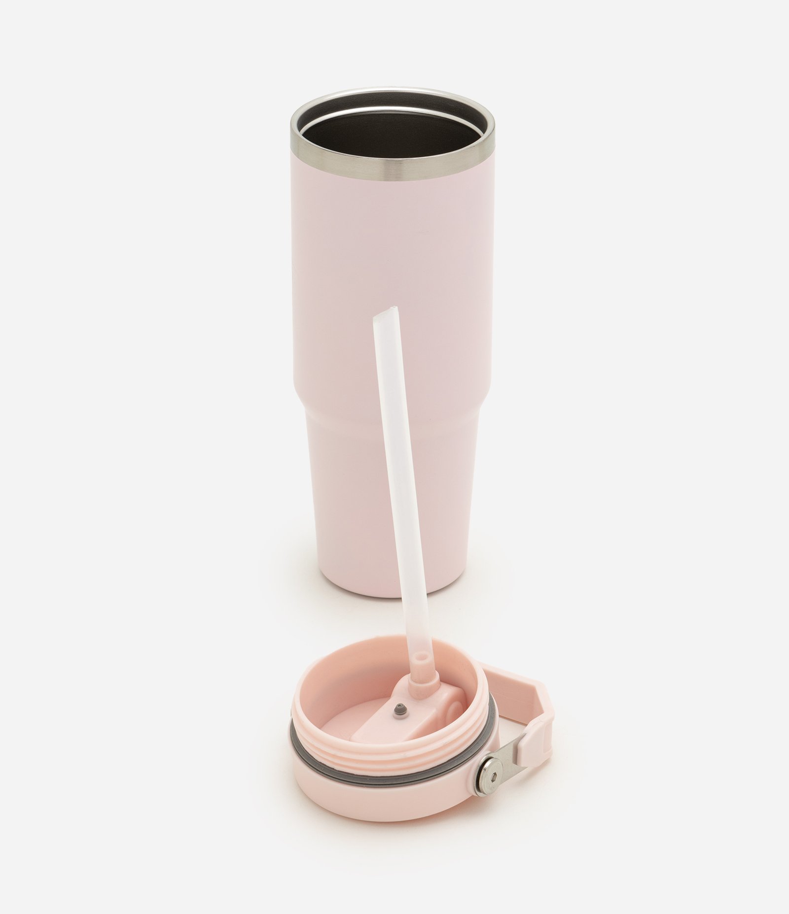 Garrafa Térmica com Canudo e Alça 900ml Rosa 4