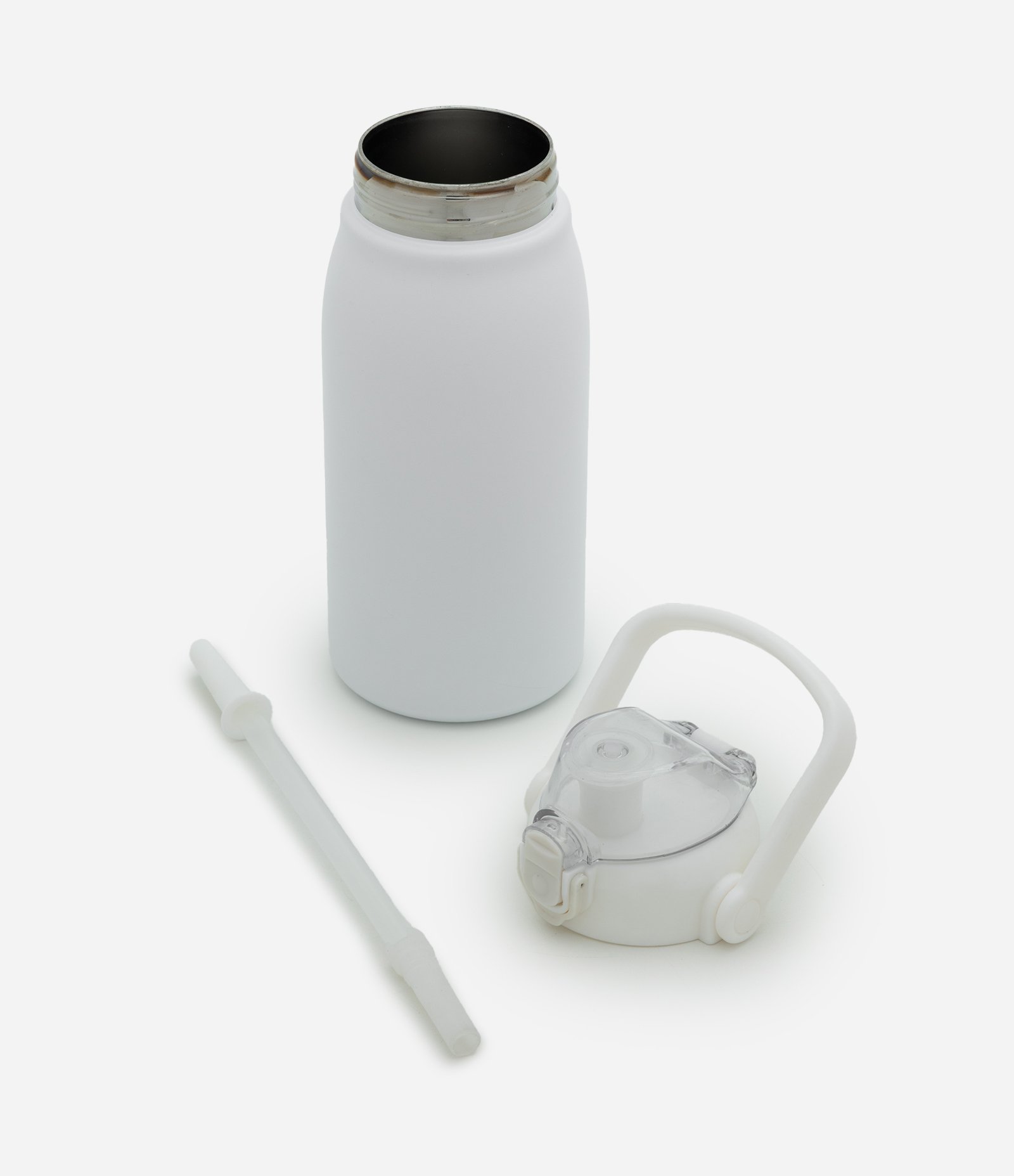 Garrafa Térmica em Aço Inoxidável com Canudo e Trava Off White 4