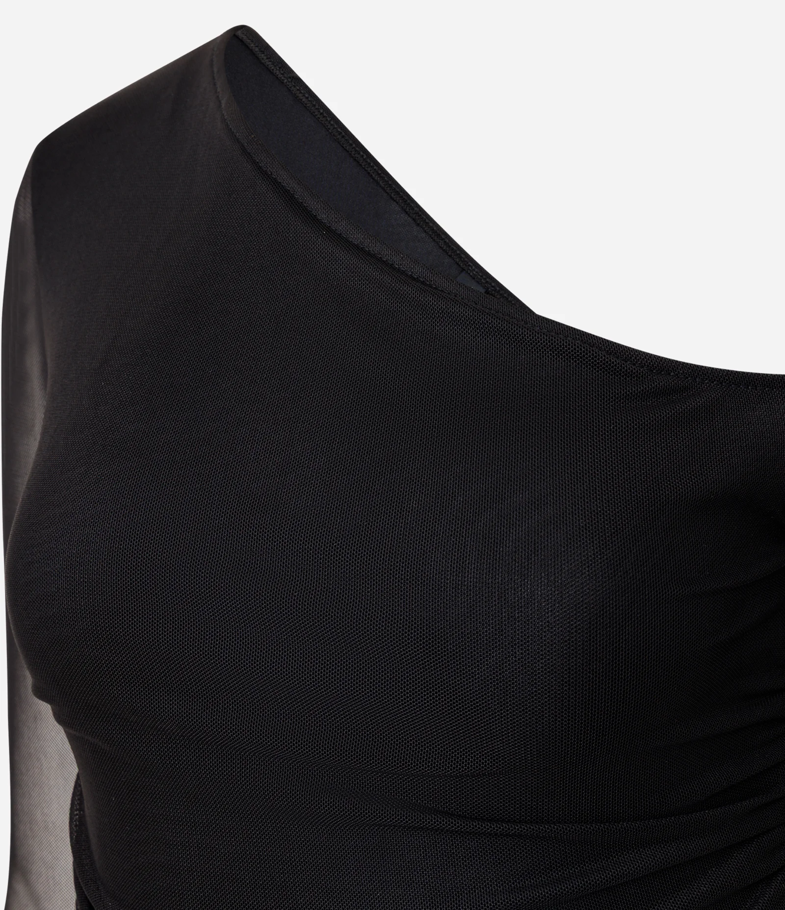 Blusa Assimétrica em Tule com Renda Preto 2