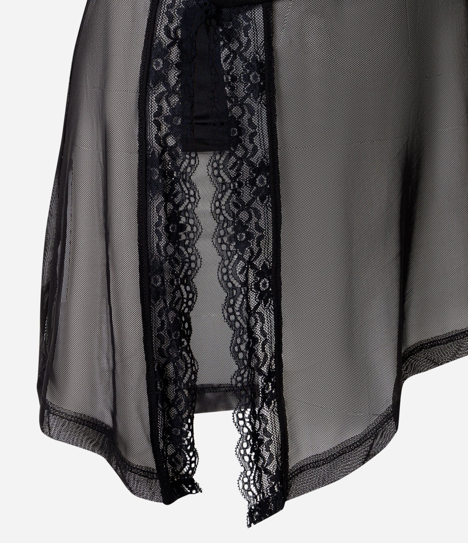 Blusa Assimétrica em Tule com Renda Preto 3