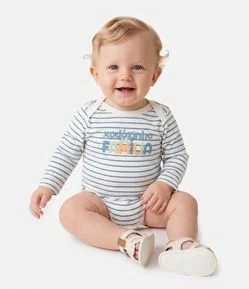 Body Bebê Listrada com Lettering Xodozinho – Tam RN a 18 Meses