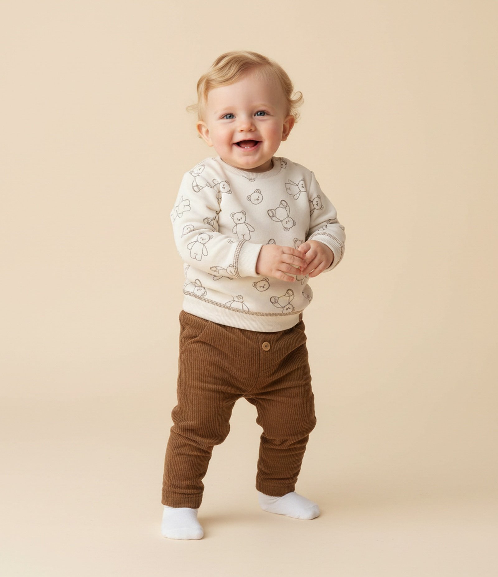 Calça Infantil em Cotelê Texturizado – Tam 0 a 18 Meses Marrom 1