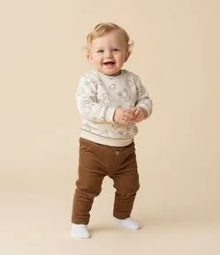 Calça Infantil em Cotelê Texturizado – Tam 0 a 18 Meses