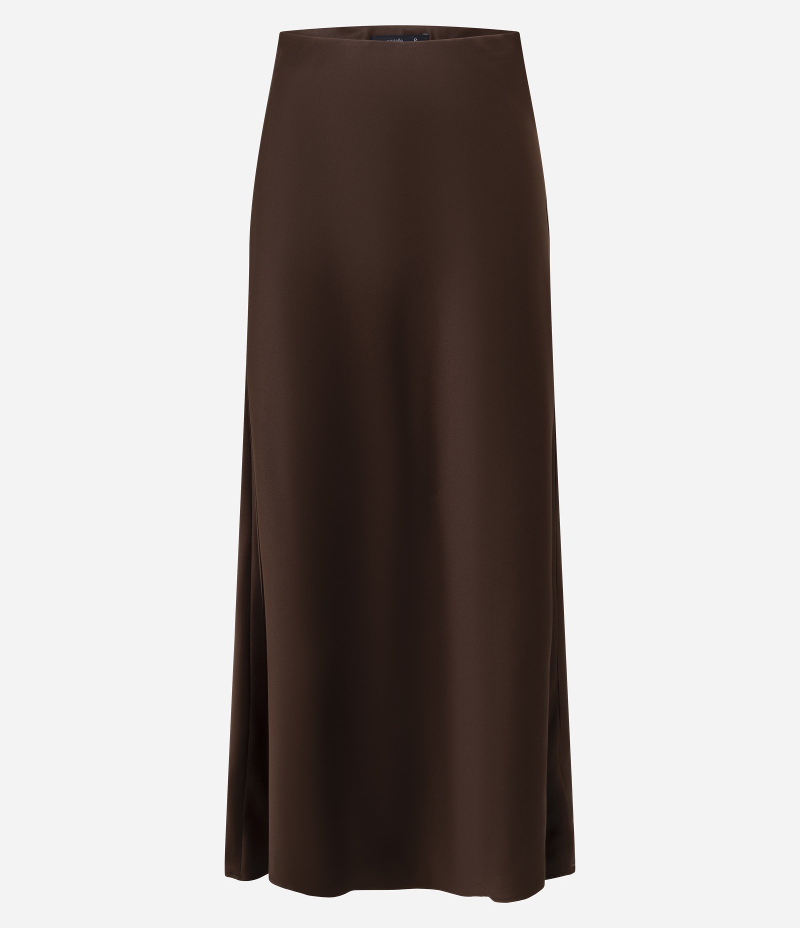 Saia Midi Acetinada Lisa Evasê Marrom 5
