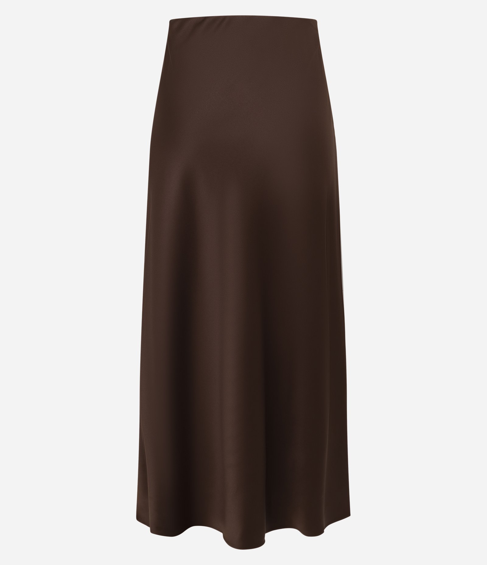 Saia Midi Acetinada Lisa Evasê Marrom 6
