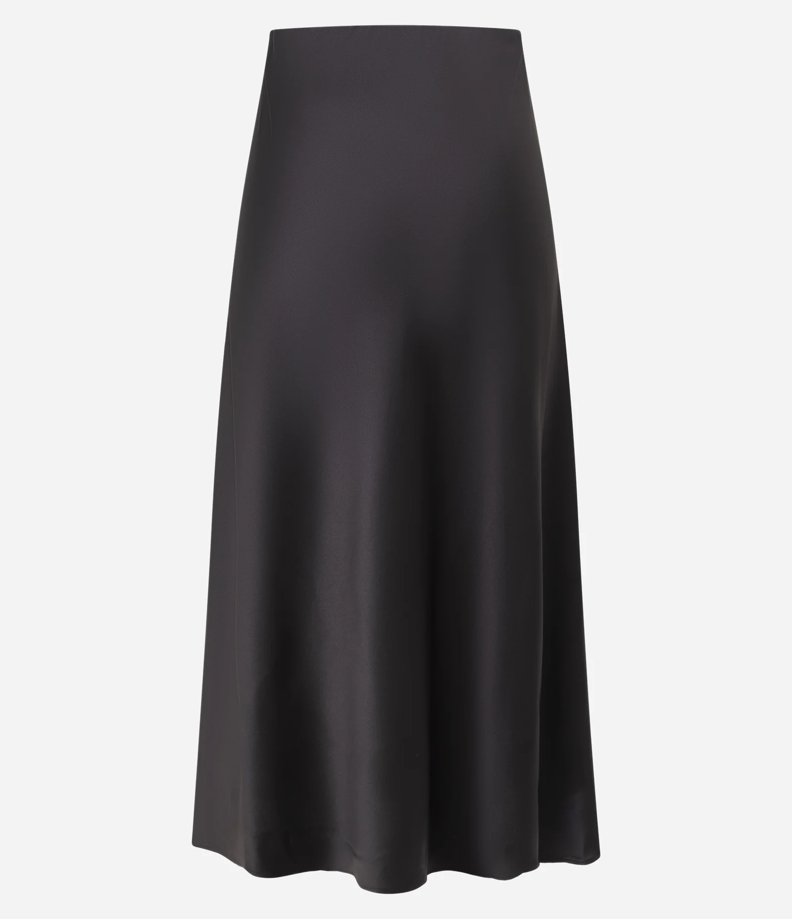 Saia Midi Acetinada Lisa Evasê Preto 2