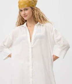 Saída de Praia Chemise em Cotton com Manga 3/4