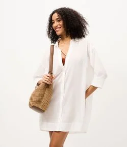 Saída de Praia Chemise em Cotton com Manga 3/4