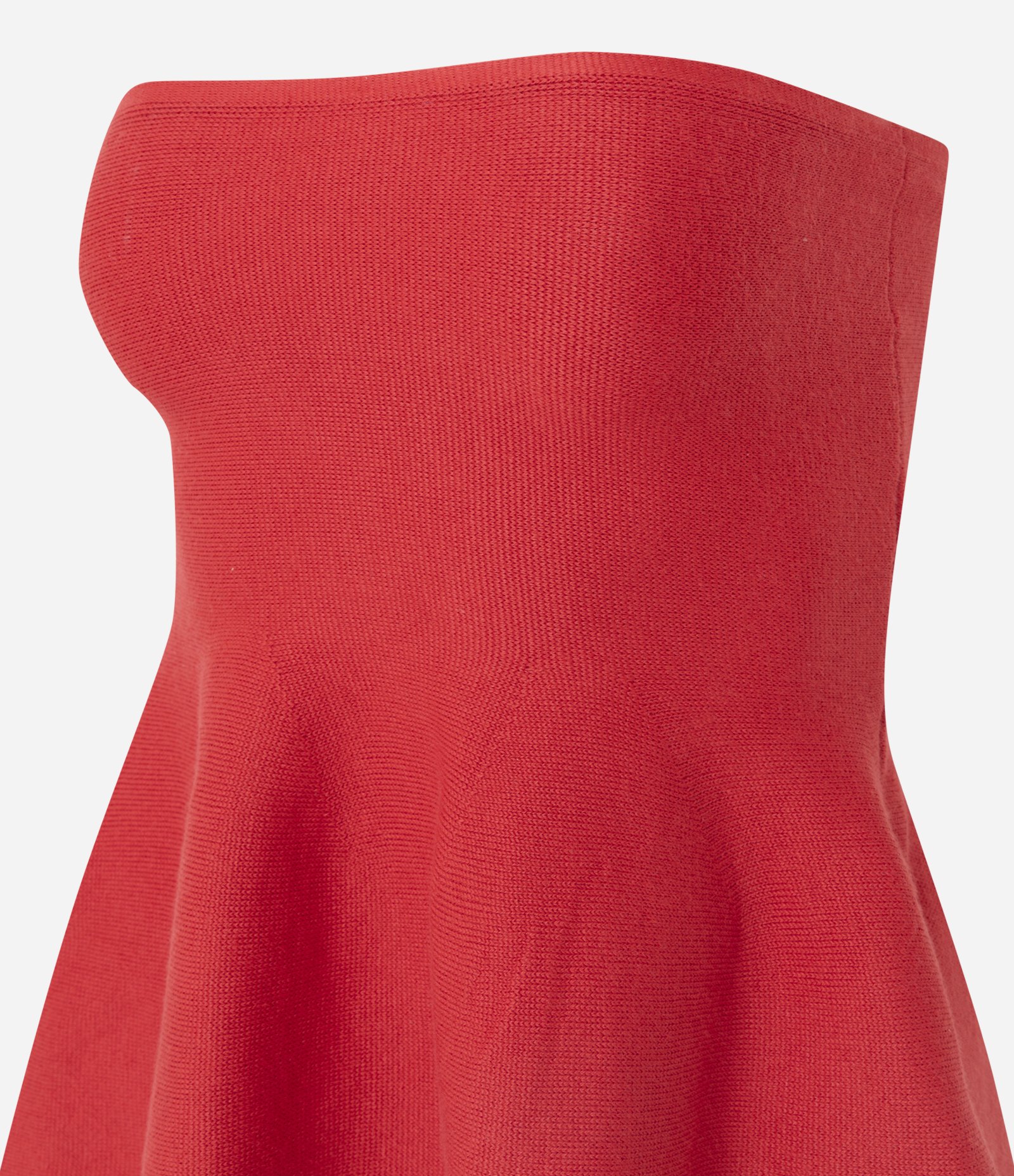 Blusa Tomara que Caia em Tricô com Peplum na Barra Vermelho 2