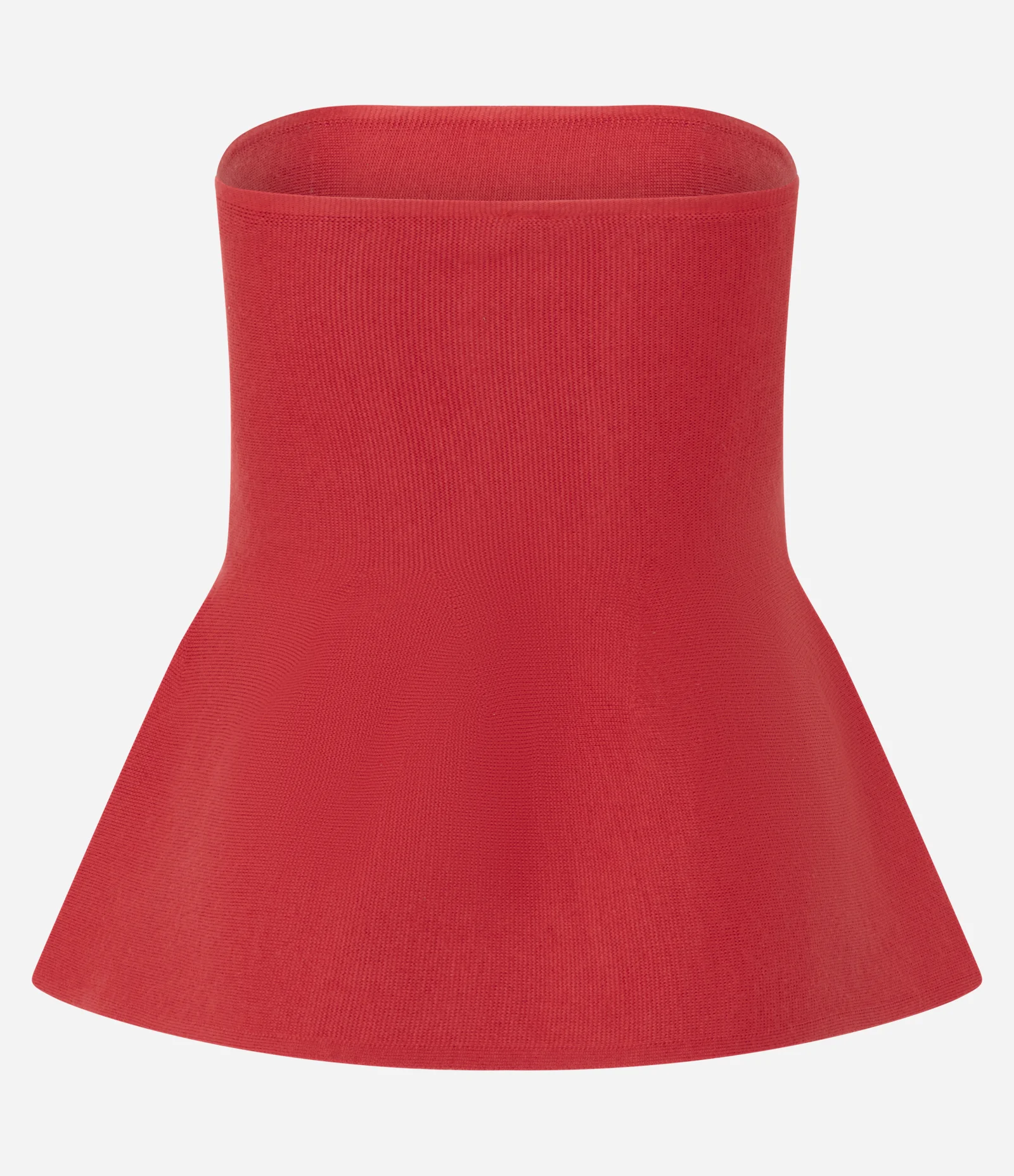 Blusa Tomara que Caia em Tricô com Peplum na Barra Vermelho 3