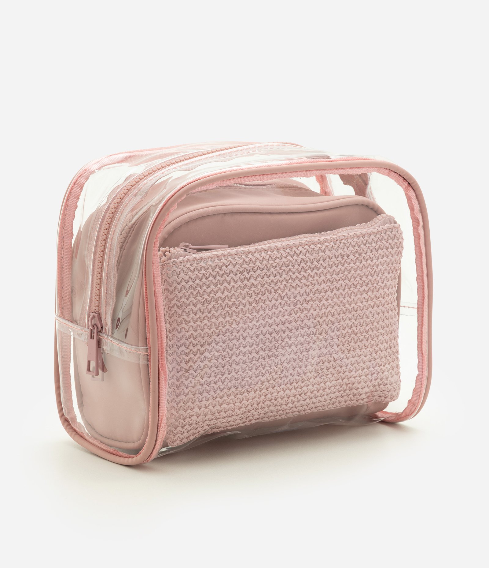 Kit 03 Necessaires Espaçosas com Texturas Variadas Rosa 5