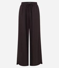 Calça Wide em Viscolinho com Amarração na Cintura