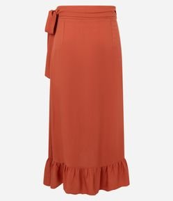Saia Midi em Viscose com Babado Godê e Amarração Lateral