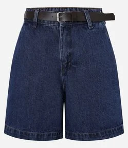 Bermuda Midi em Jeans com Cinto e Cintura Alta