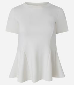 Blusa Peplum em Ponto Roma e Gola Redonda