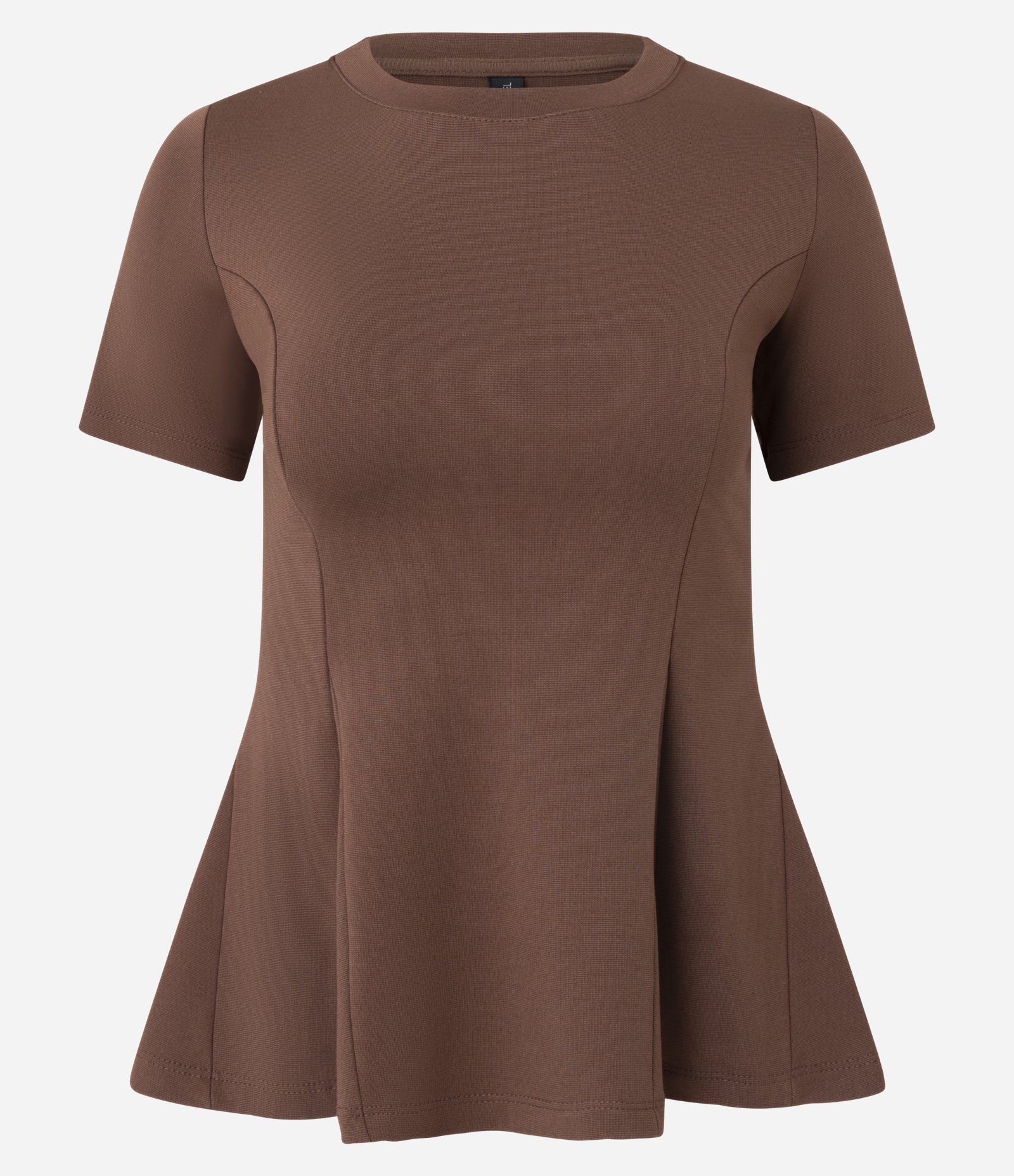Blusa Peplum em Ponto Roma e Gola Redonda Marrom 4