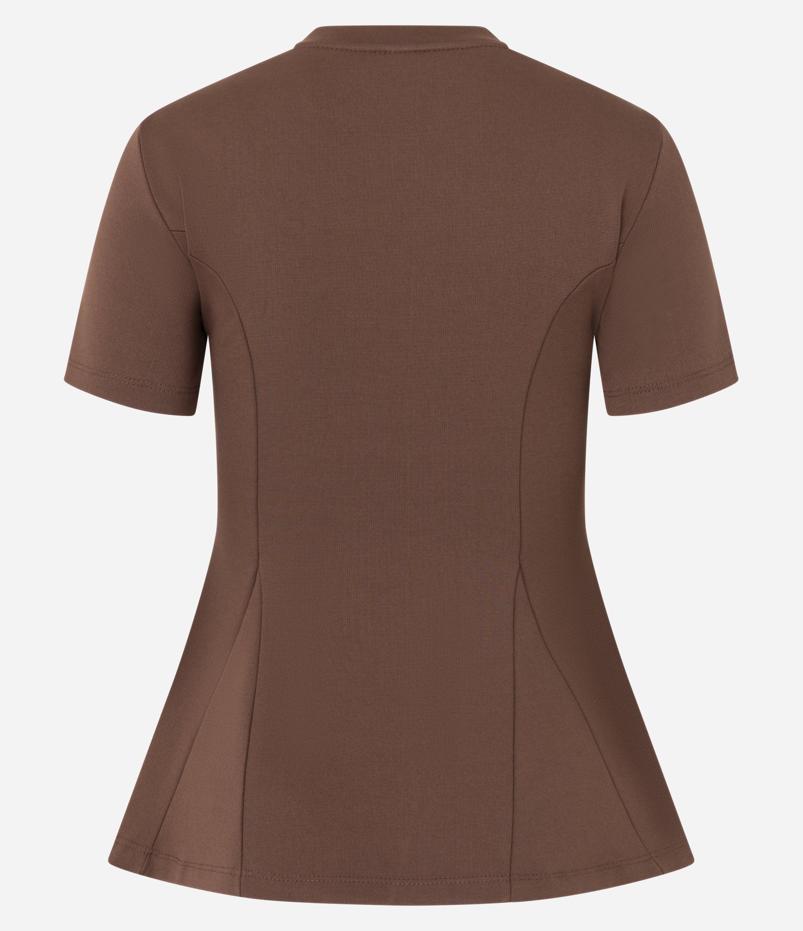 Blusa Peplum em Ponto Roma e Gola Redonda Marrom 5