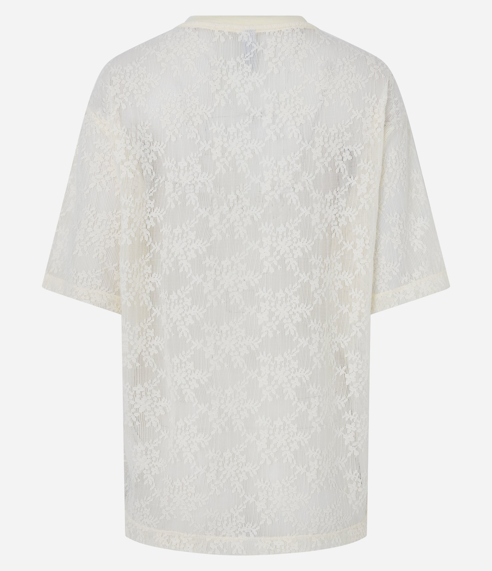 Blusa em Renda com Estampa Tropical e Lettering Latina Off White 2