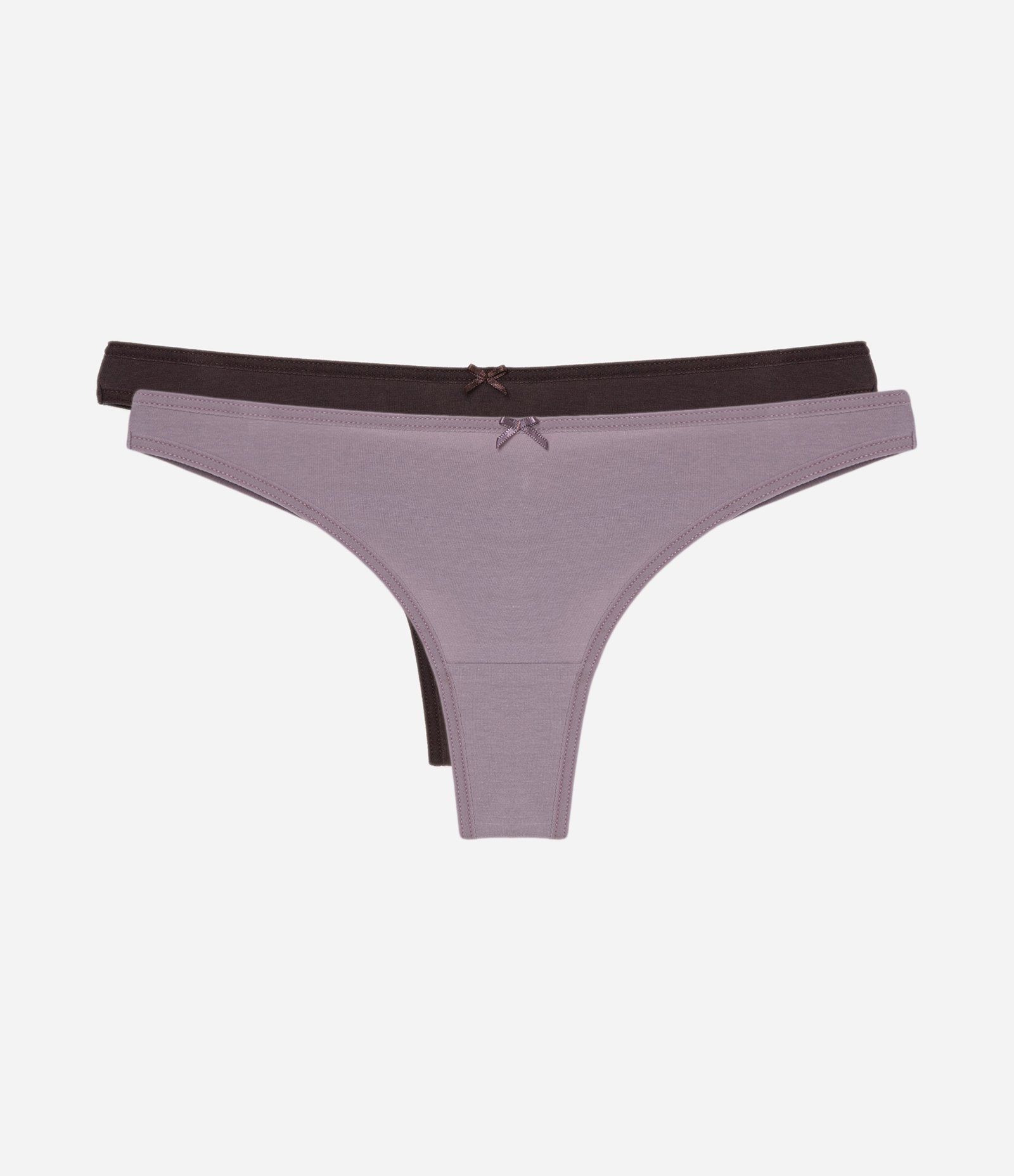 Kit 02 Calcinhas Biquini em Algodão com Fio Duplo Marrom/Lilás 1