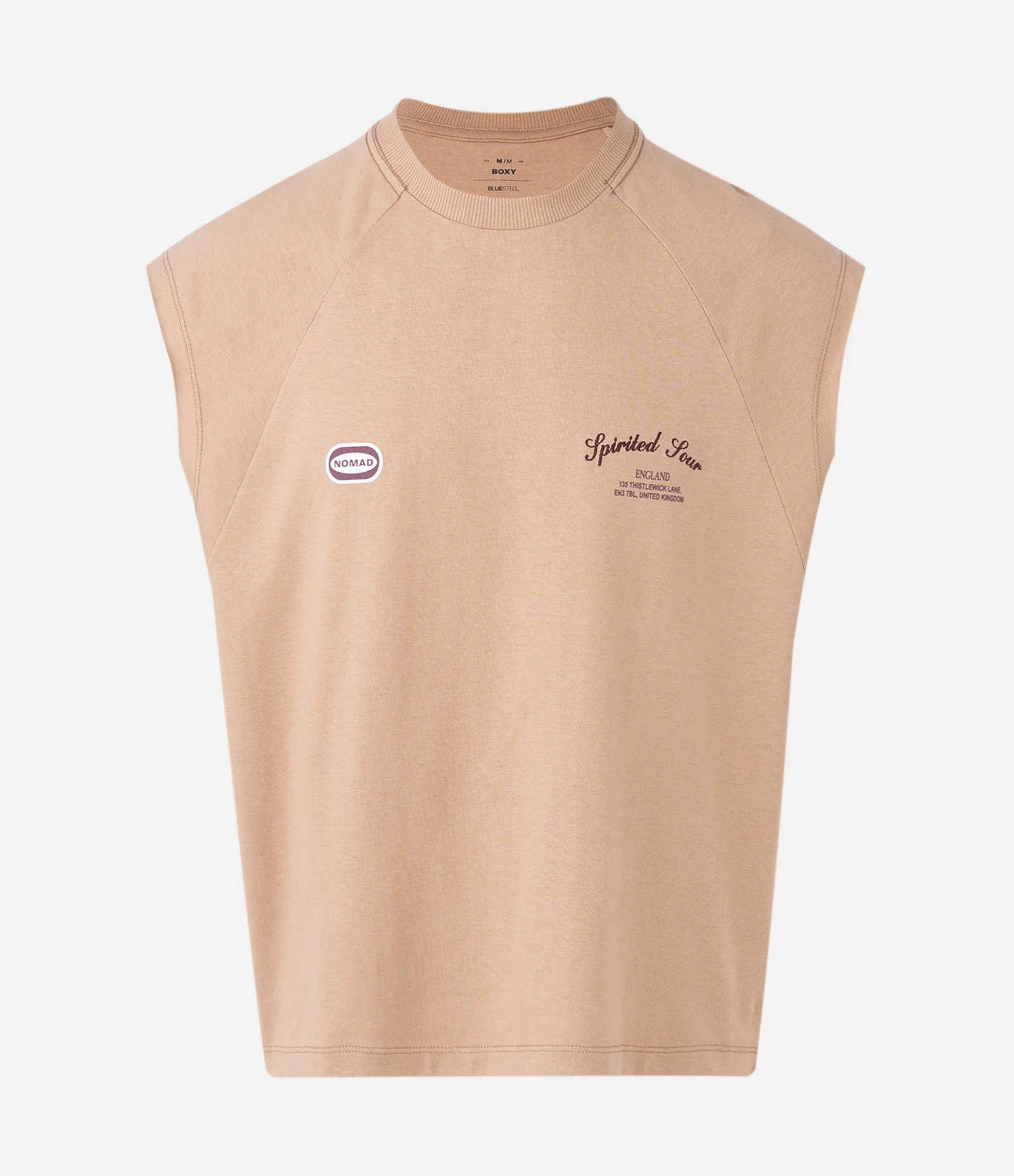 Regata Boxy em Algodão com Lettering Spirited Hour Bege 5