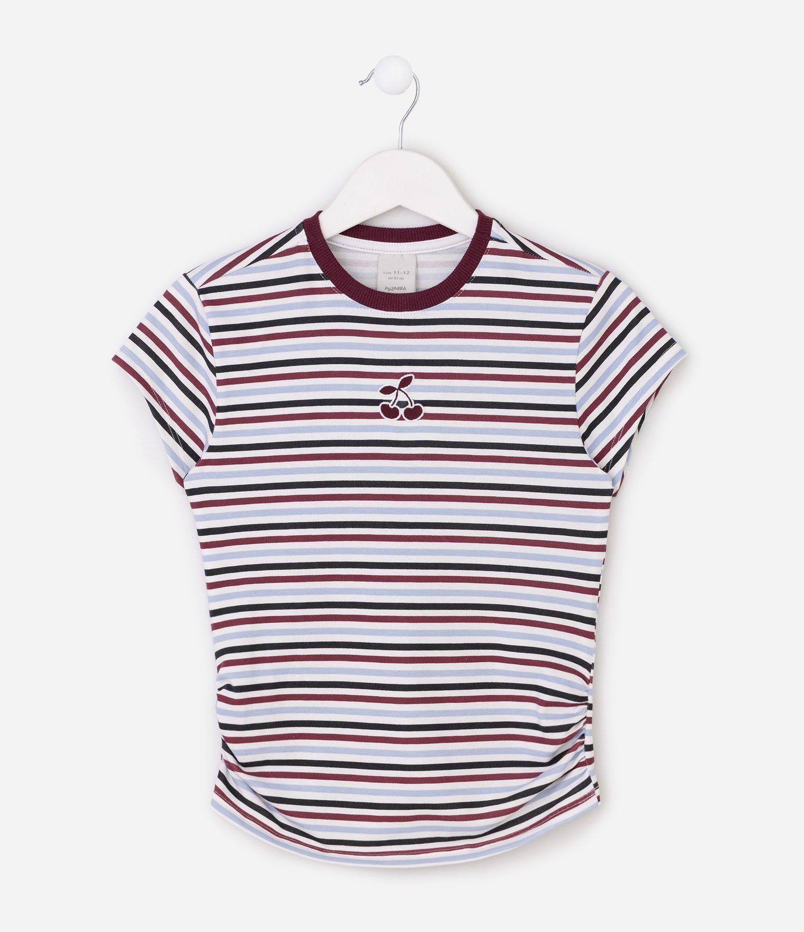 Blusa Slim Infantil Listrada com Drapeado Lateral – Tam 5 a 16 Anos Listrado 2