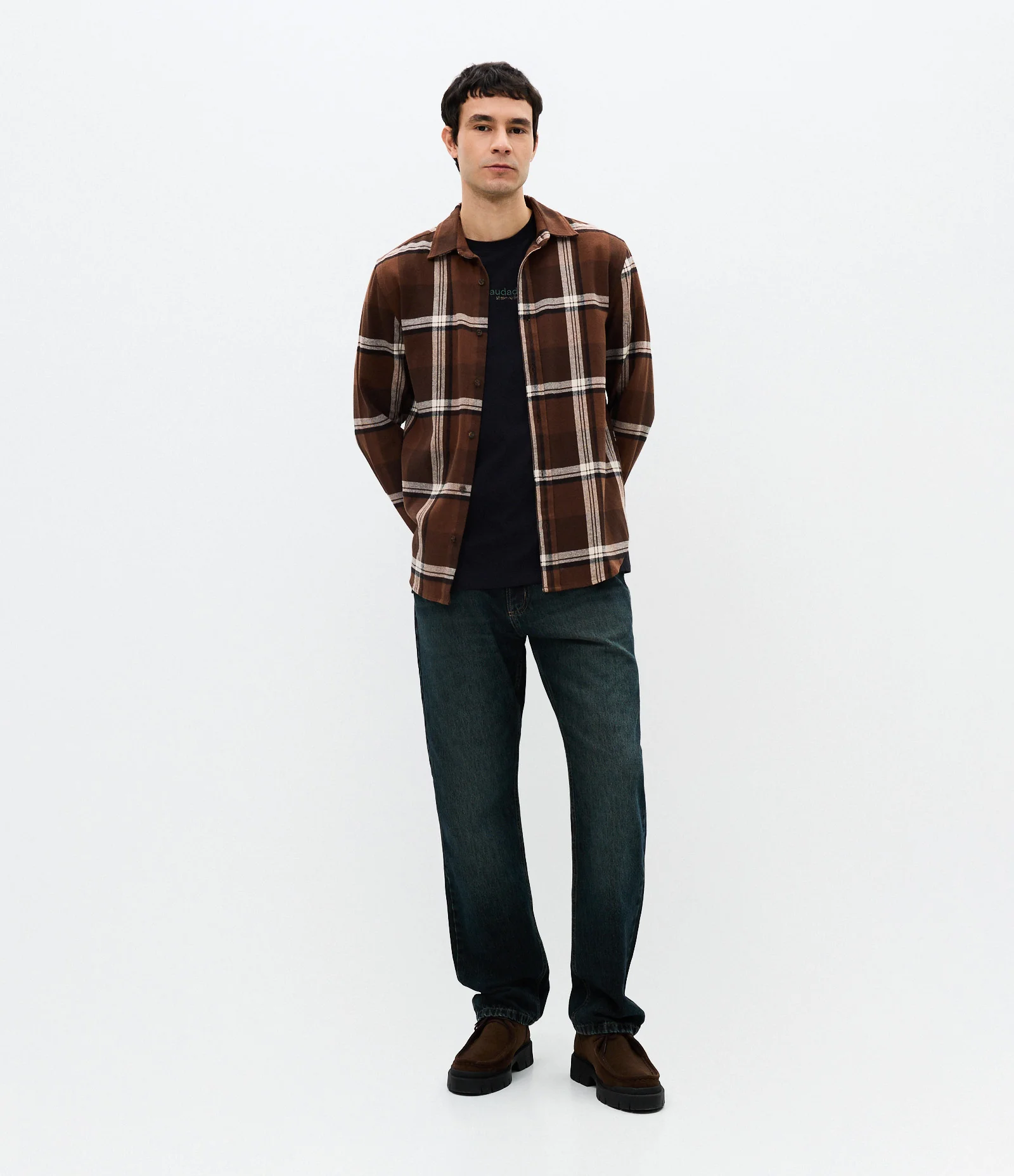 Calça Jeans Reta Lavagem Escura Preto 1