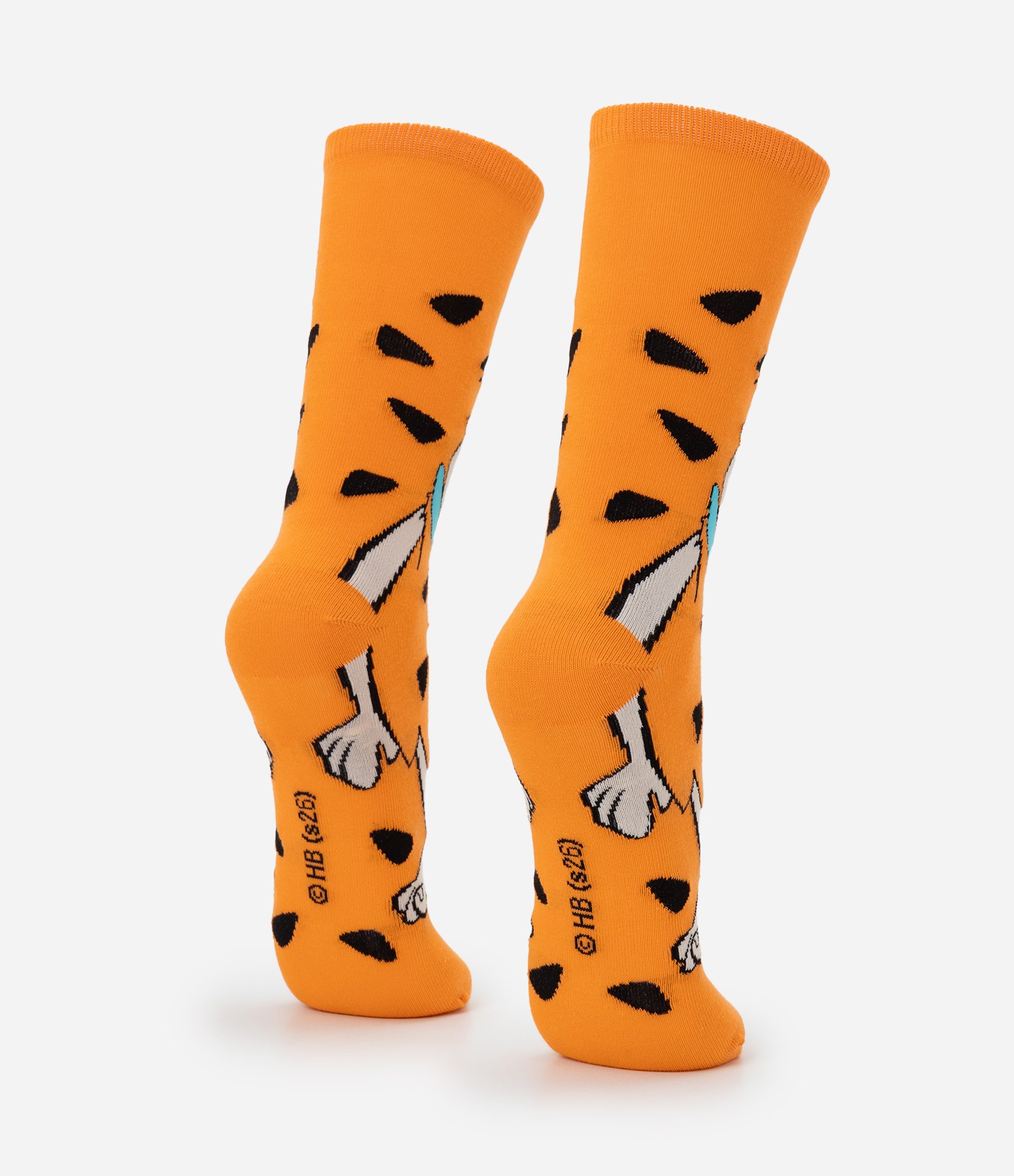 Meia Cano Longo com Estampa dos Flintstones Laranja 3