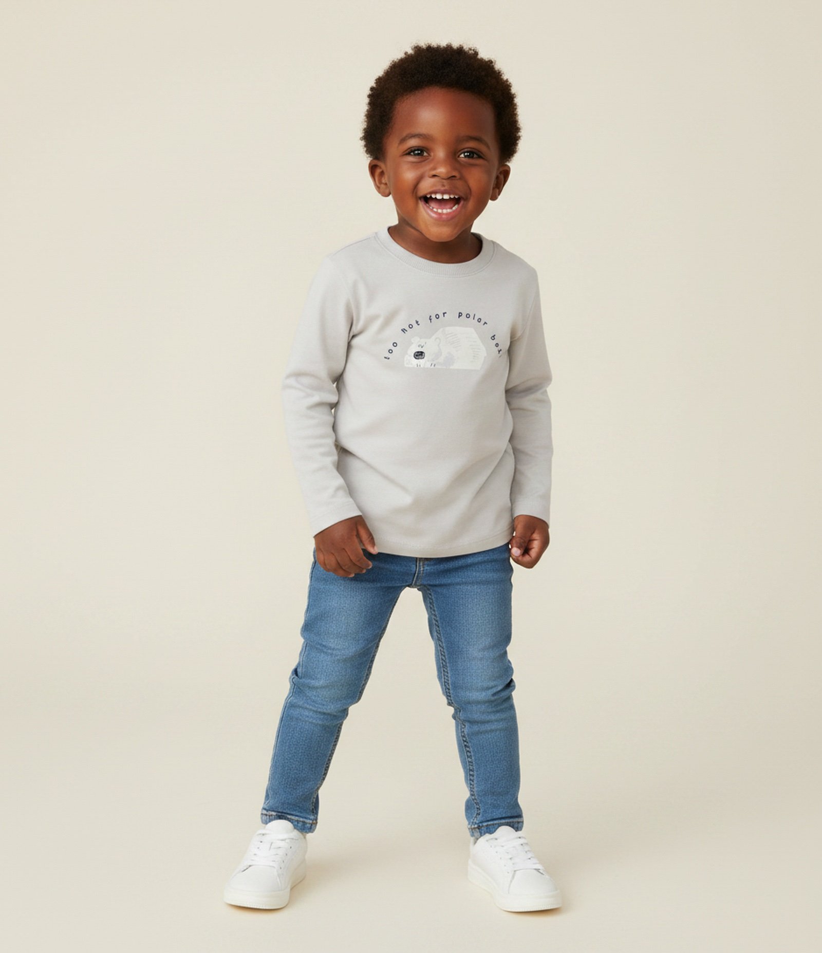 Camiseta Infantil com Estampa Urso – Tam 1 a 6 Anos Cinza Claro 1